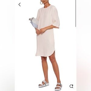 Rodebjer Eluera Ivory Shift‎ Dress XS Fringe Trim Crepe Minimalist Scandinavian